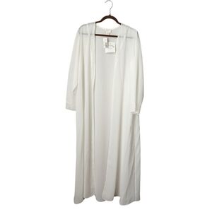 INTIMATES BY FLORA‎ Sheer Lace Maxi Robe Ivory Bridal Boudoir NEW M